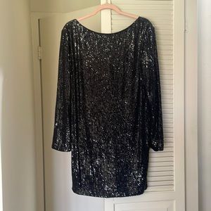La Femme Black Sequin Dress